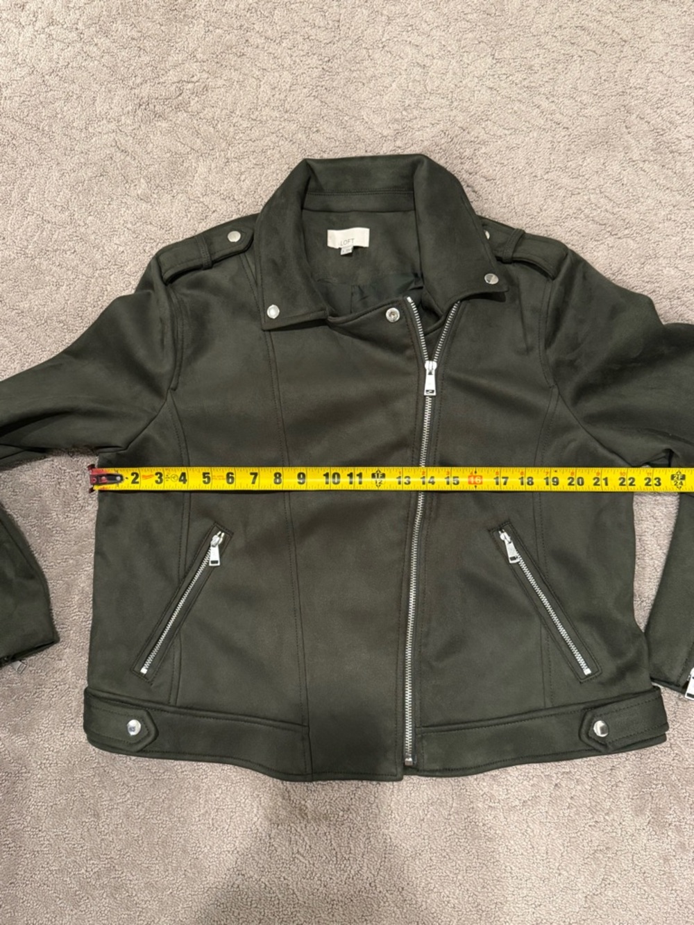 LOFT Olive Vegan Suede Moto Jacket XL NWOT - Picture 6 of 6